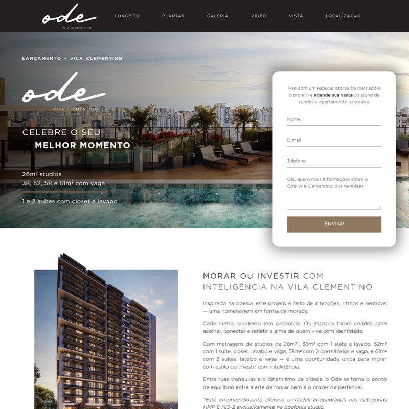 Site publicado: Ode Vila Clementino